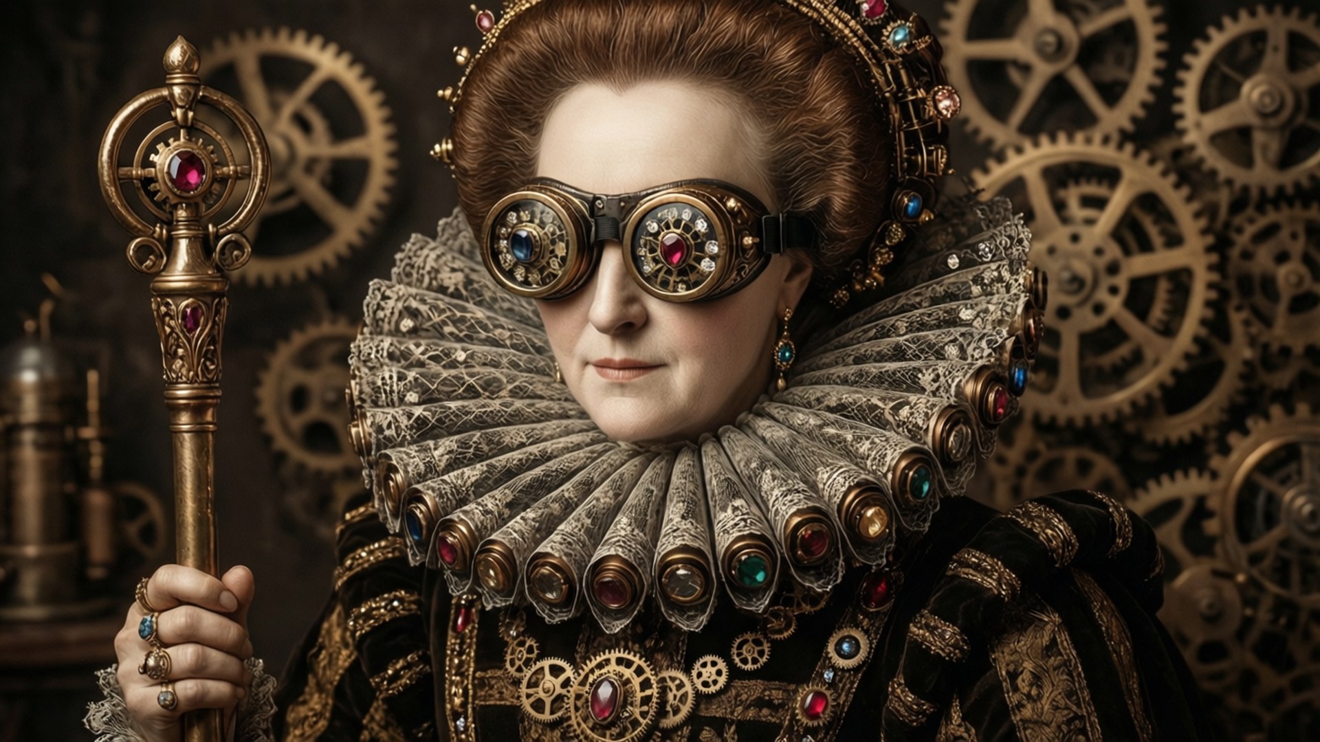 Steampunk Virgin Queen by Wallpapers.art Studio