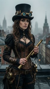 Steampunk Woman Rooftop