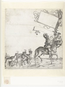 Steenbokken en gemzen en standaarddrager te paard