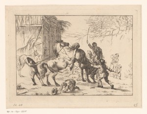 Steigerende en bokkende paarden voor een stal