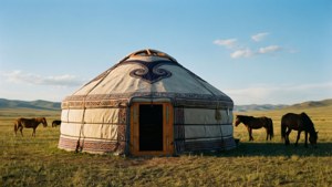 Steppe Yurt and Horses