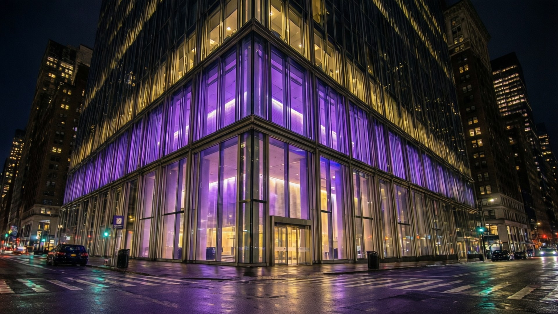 Stern School at Night by Wallpapers.art Studio