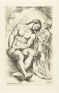 Stervende Christus gesteund door een engel