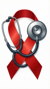Stethoscope with Red Ribbon