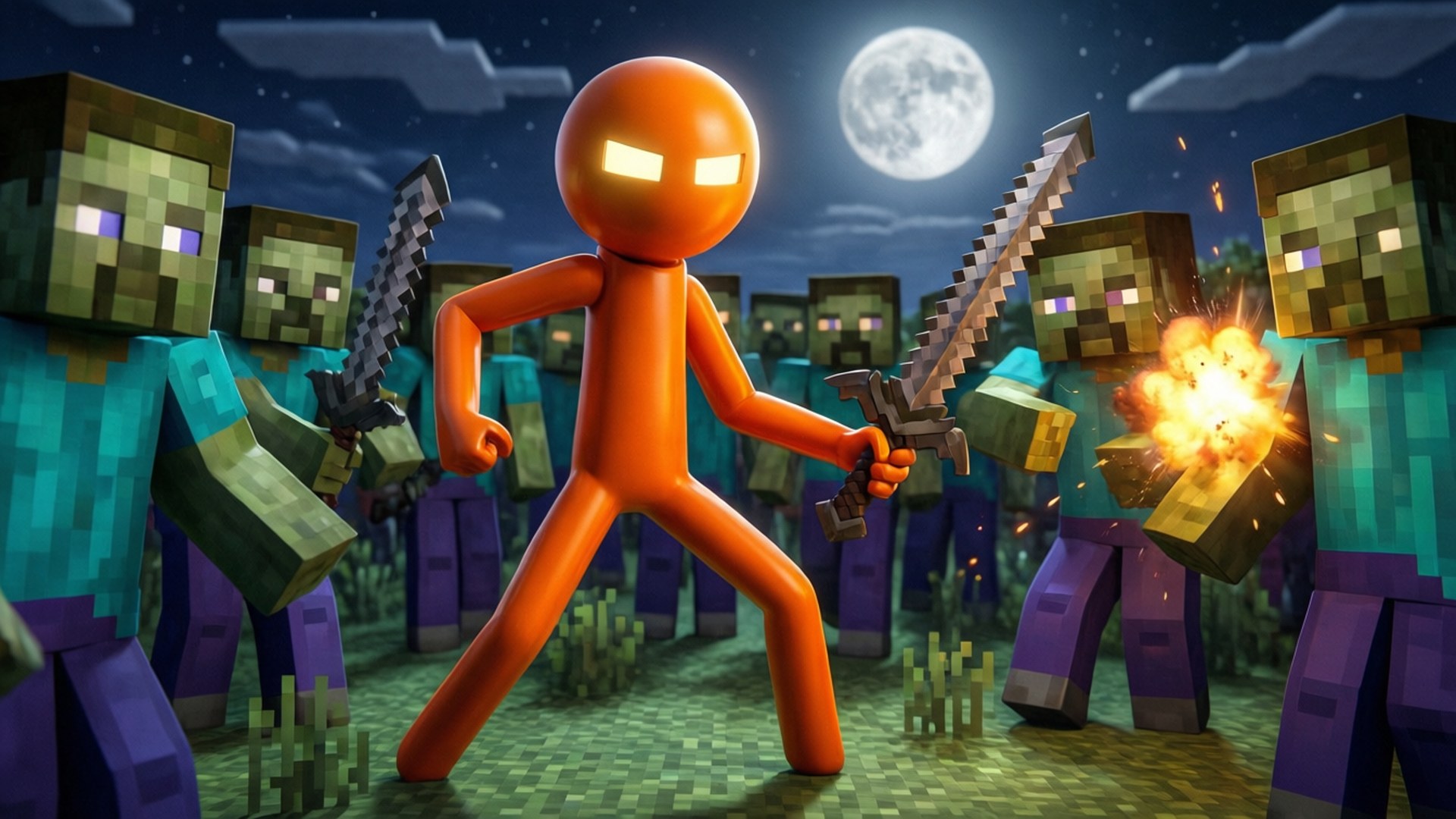 Stickman vs Zombie Horde by Wallpapers.art Studio