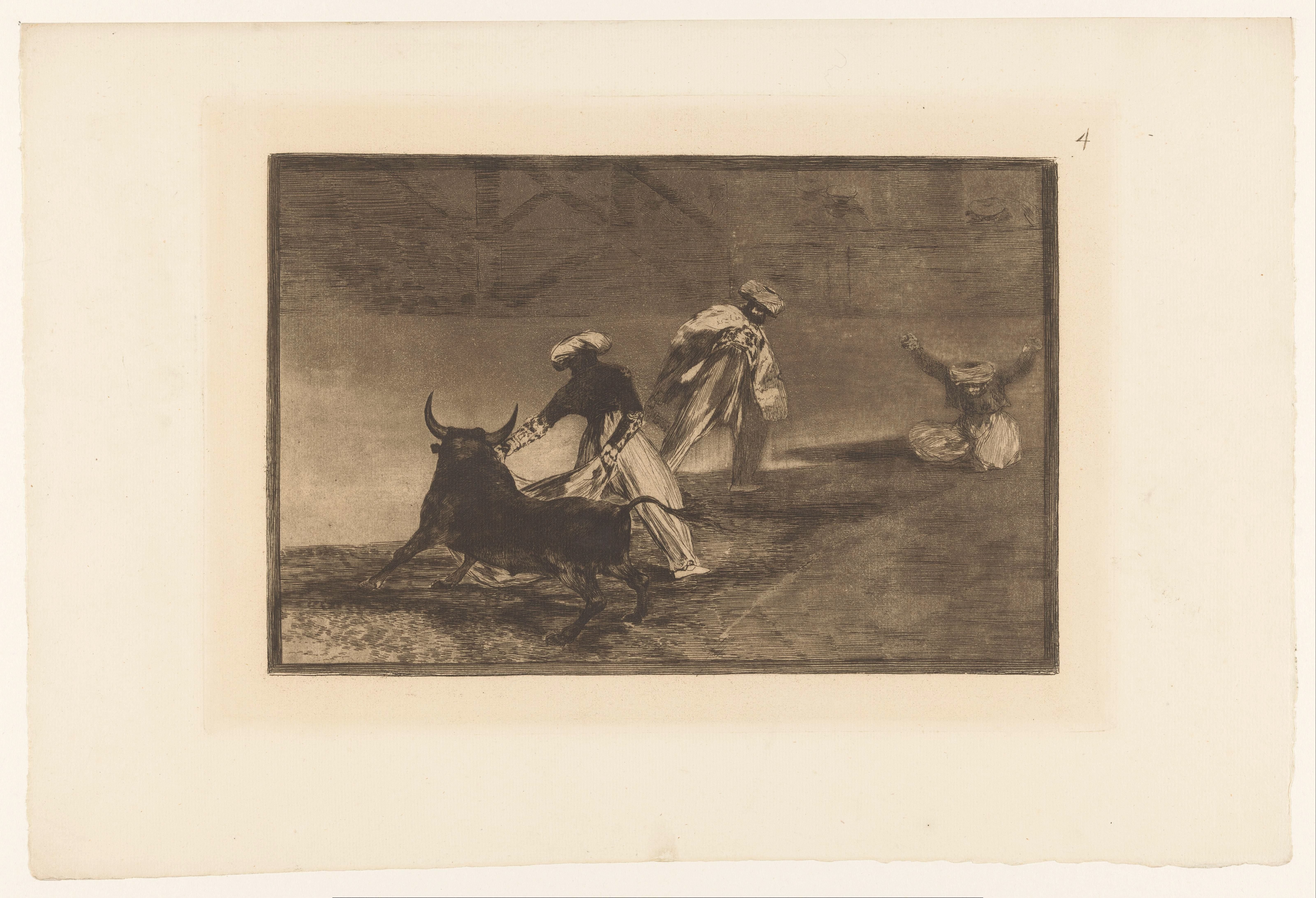 Stierenvechters in een arena by Francisco de Goya