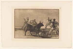 Stierenvechters rondom een stier