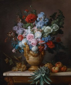 Still Life with Flowers in an Alabaster Vase and Fruit