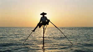 Stilt Fisherman at Sunset