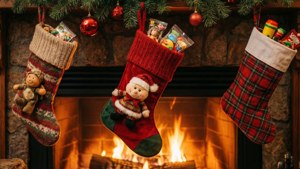 Stocking by Fireplace
