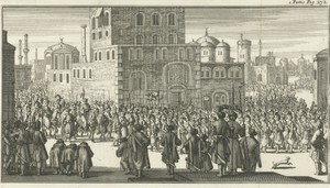 Stoet bij het uitrijden van de sultan met zijn gevolg