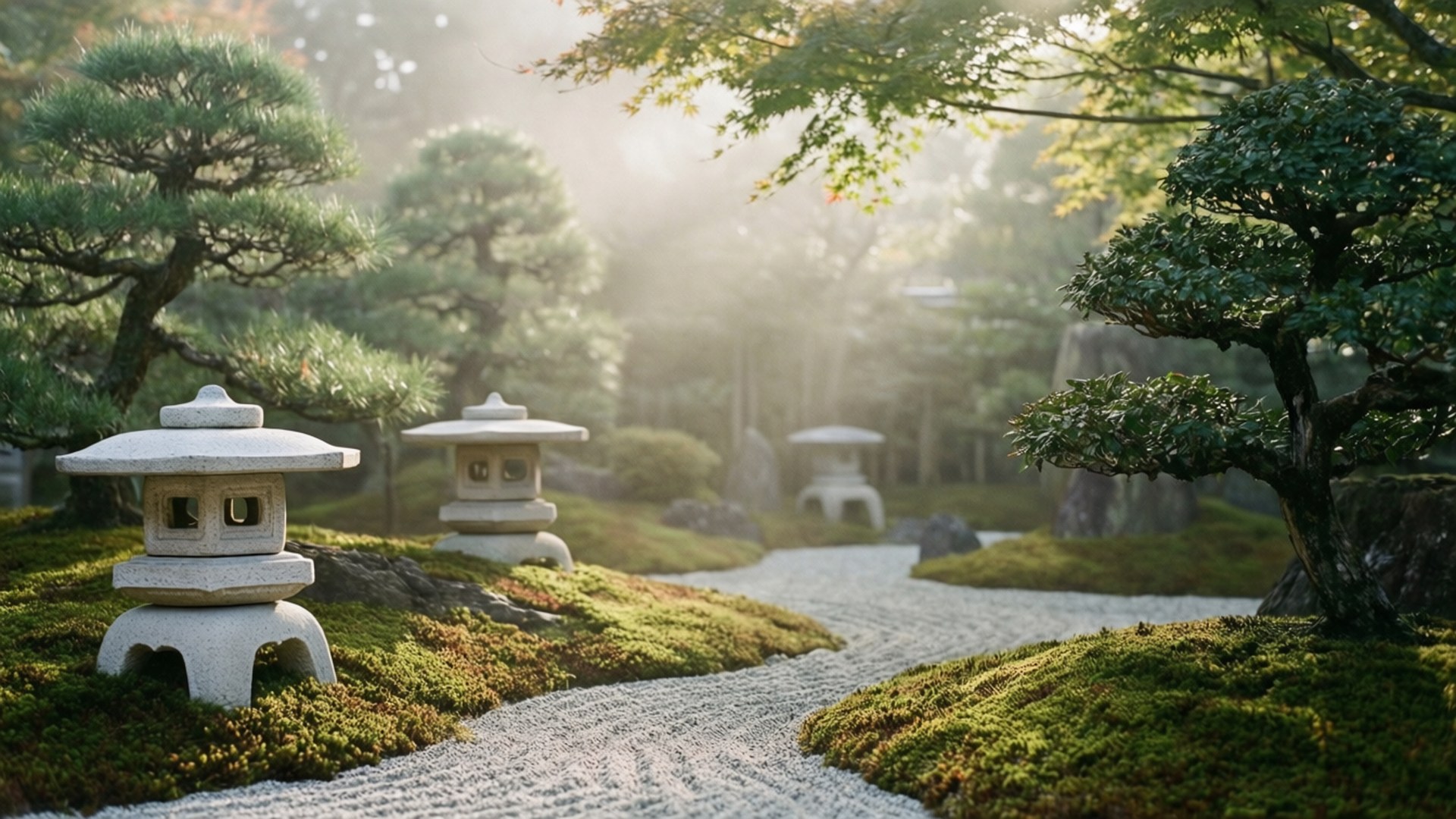 Stone Lantern Garden by Wallpapers.art Studio