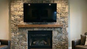 Stone Wall TV Fireplace