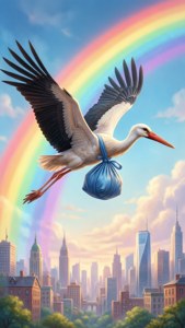 Stork Delivering Baby Boy