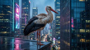 Stork in Neon City