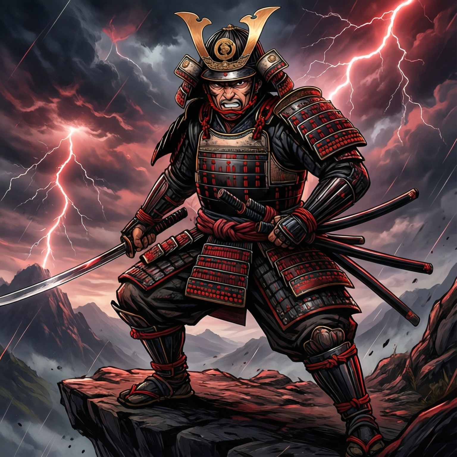 Storm Samurai Standoff by Wallpapers.art Studio