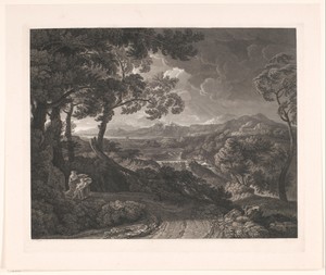 Stormachtig landschap met cascade