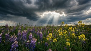 Stormlit Wildflower Meadow