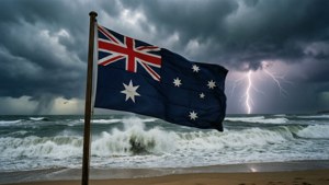 Stormy Beach Australian Flag