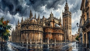 Stormy Cathedral Watercolor