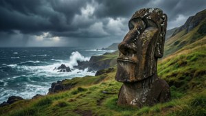 Stormy Cliff Moai
