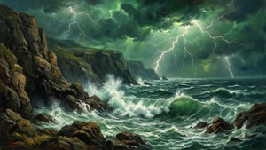 Stormy Green Sky Sea