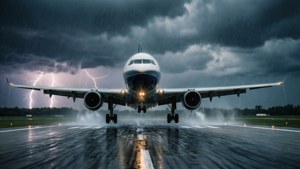 Stormy Landing Runway Rain