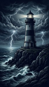 Stormy Lighthouse Cliff