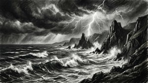 Stormy Ocean Charcoal