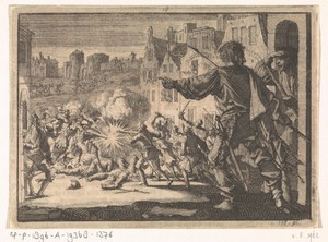 Straatgevechten in Genève ter verdediging tegen een aanval van Karel Emanuel, hertog van Savoye, 1602