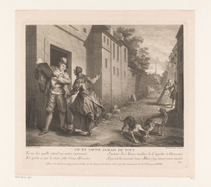 Straatgezicht met man met boek