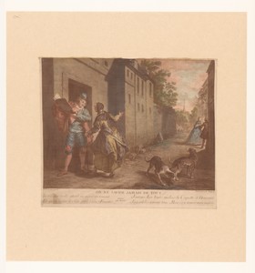 Straatgezicht met man met boek