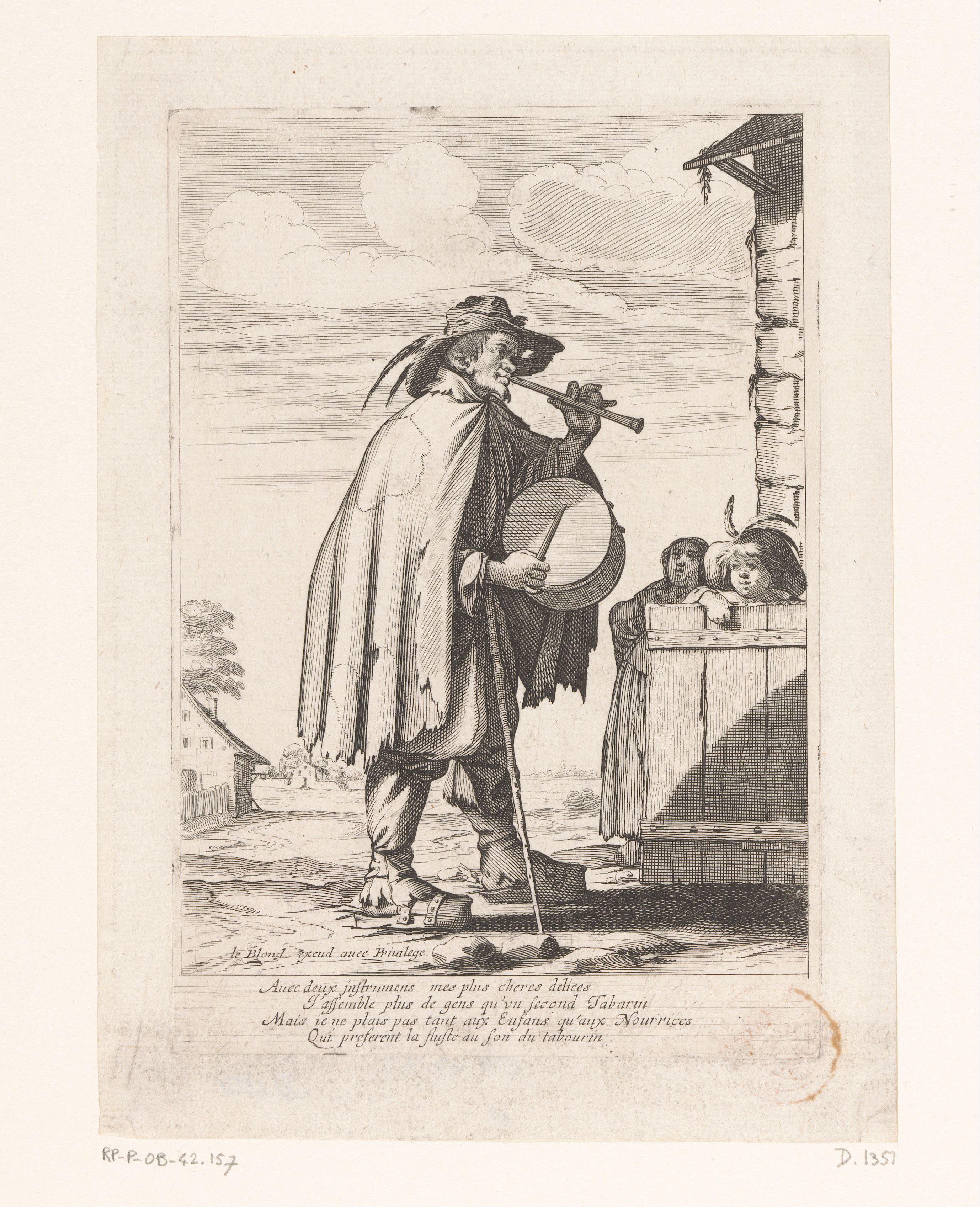 Straatmuzikant by Abraham Bosse