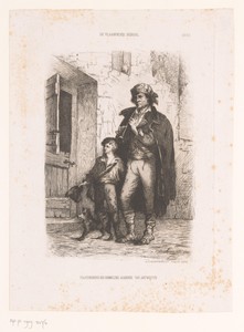 Straatmuzikant en een bedelende jongen