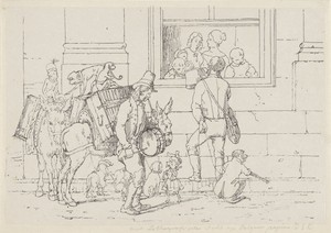 Straatmuzikanten met apen