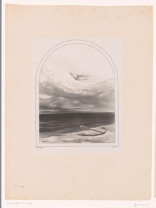 Strandgezicht met anker en witte duif