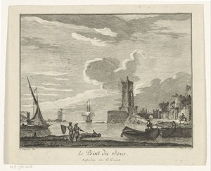 Strandgezicht met vissers