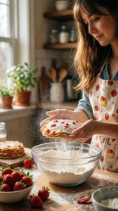 Strawberry Crepe Baking