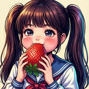 Strawberry Munching Sailor Girl