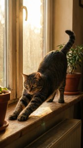 Stretching Cat Morning