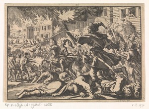 Strijd der Russen en Polakken in Moskou, waarbij de stad grotendeels in de as wordt gelegd, 1611