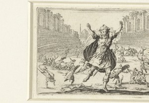 Strijder in paniek bij gevecht in amfitheater