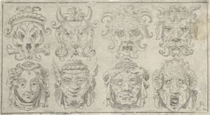 Studieblad met acht maskers