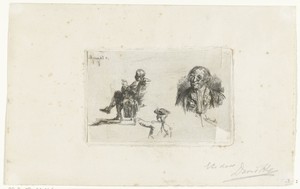 Studieblad met drie figuren