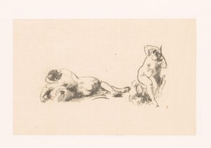 Studieblad met twee naakte vrouwen