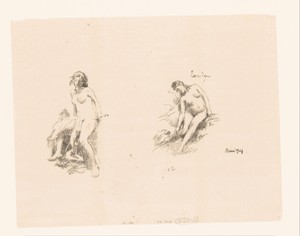 Studieblad met twee naakte vrouwen