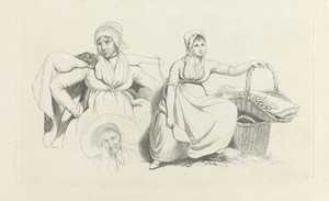 Studieblad met twee vrouwen en een kop