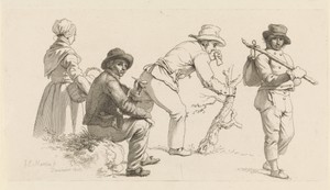 Studieblad met vier figuren