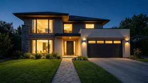 Suburban Modern Home at Dusk