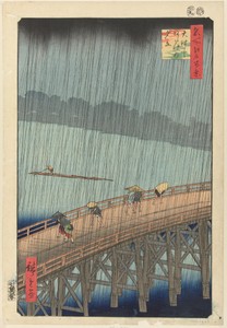 Sudden Shower over Ohashi Bridge at Atake
